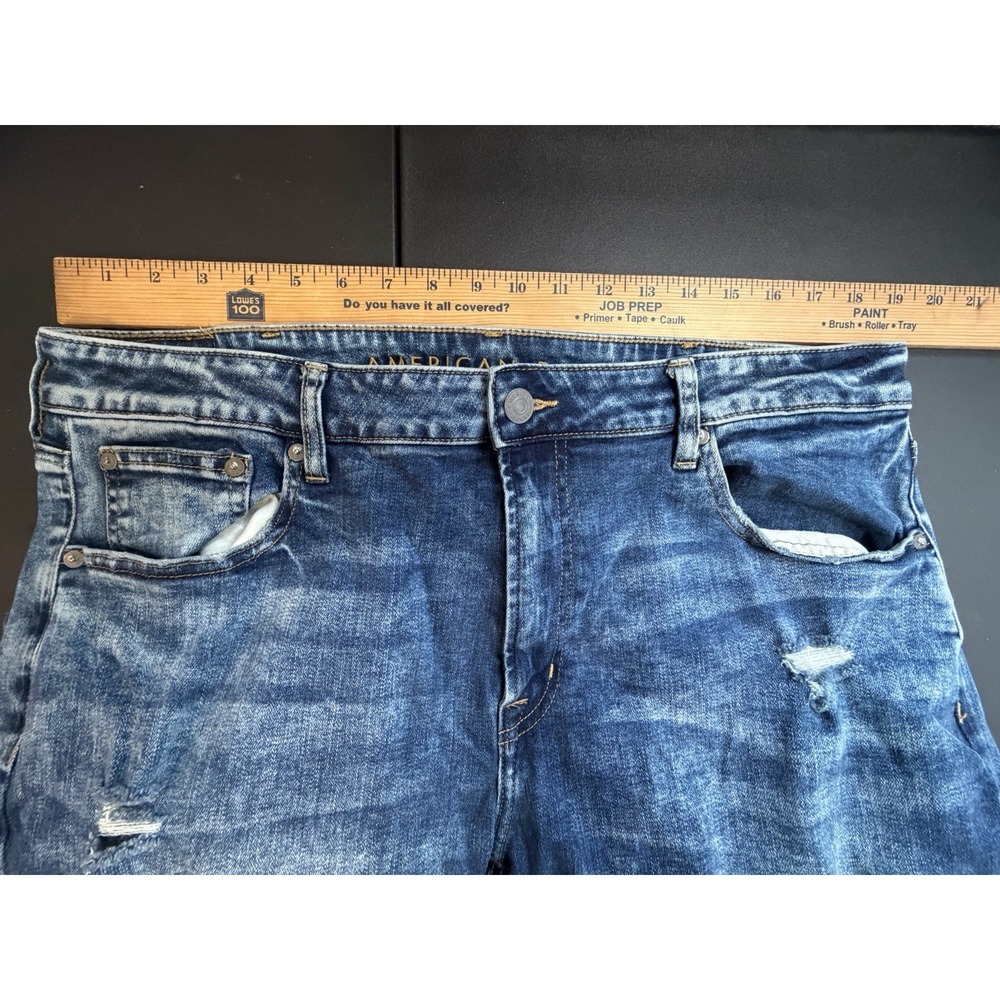 American Eagle Mens Jeans Flex Slim Destroyed 38x32 - Picture 7 of 16